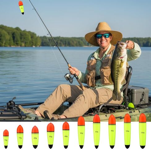 Outus 10 Pcs EVA Sea Bass Fishing Floats Set (10g-120g) Fishing Floats Slip Bobbers, EVA Slider Bobbers, Freshwater Saltwater in Saudi Arabia