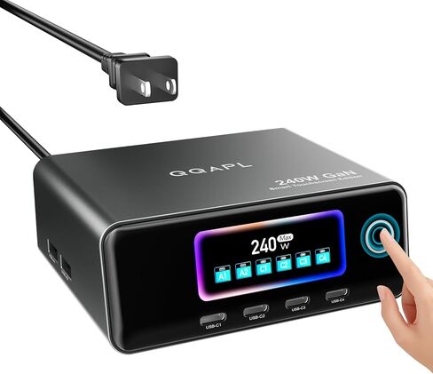 Charging Station, 240W Gan Multi Port USB-C Charging Station with PD 140W, Desktop Charger with 2.26" Display for All MacBook Pro/Air, Dell XPS, iPad, iPhone 17/16, Galaxy S26/S25, Pixel 10 etc in Saudi Arabia