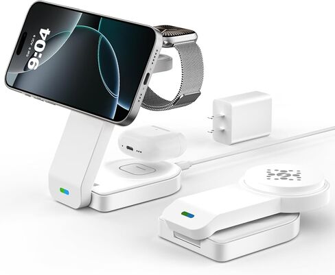 3 in 1 Wireless Charging Station Compatible with Apple,Foldable Magnetic Wireless Charger for iPhone 17/16/15/14/13/12,Apple Watch Series 11/Ultra 3/SE 3/10/9/8/7/6/5/4,Air-Pods Pro 3/4/3/Pro/2(Black) in Saudi Arabia