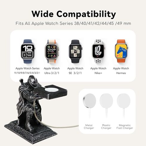 for Apple Watch Charger Stand Holder Compatible with Apple Watch Series Ultra3/Ultra2/11/10/9/8/7/6/5/SE3/SE2(49/46/45/44/42/41/40/38mm) Loyal Knight iWatch Charging Dock, Used as a Tabletop Ornament in Saudi Arabia