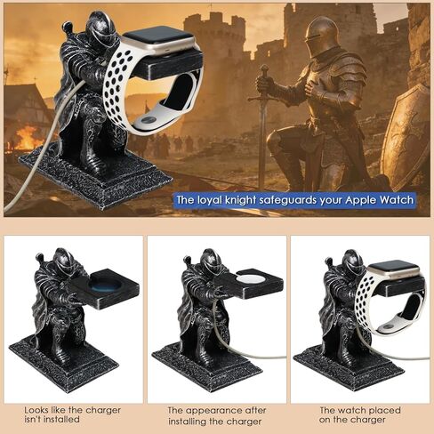 for Apple Watch Charger Stand Holder Compatible with Apple Watch Series Ultra3/Ultra2/11/10/9/8/7/6/5/SE3/SE2(49/46/45/44/42/41/40/38mm) Loyal Knight iWatch Charging Dock, Used as a Tabletop Ornament in Saudi Arabia