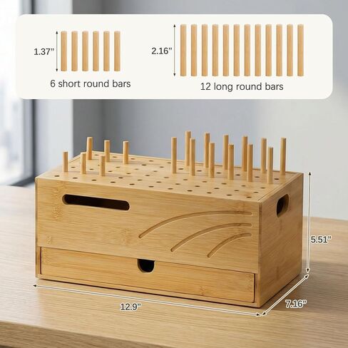 منظم محطة شحن Homde Bamboo: حامل شاحن من طبقتين مع درج للمكتب والمنزل - حامل إرساء إلكتروني لأجهزة متعددة، وأجهزة لوحية، وهواتف in Kuwait