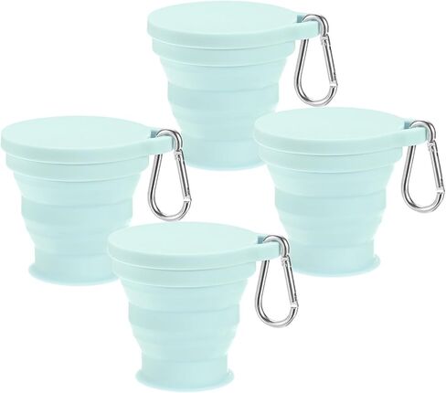 M METERXITY 2 Pack Collapsible Travel Cup, 6oz(180ml) Silicone Portable Foldable Water Cup Bottle with Spring Buckle for Travel/Camping/Hiking, Reusable [Light Gray] in Saudi Arabia