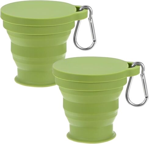 M METERXITY 2 Pack Collapsible Travel Cup, 6oz(180ml) Silicone Portable Foldable Water Cup Bottle with Spring Buckle for Travel/Camping/Hiking, Reusable [Light Gray] in Saudi Arabia