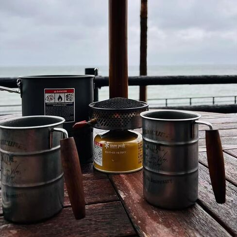 ironcube 2-Pack Stainless Steel Camping Mugs with Wood Handles, Giftable Commemorative Box – Lightweight Heat-Resistant 13.5 oz Metal Cups for Campers, Perfect for Camping, Hiking, Outdoor Travel in Saudi Arabia