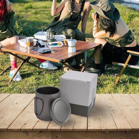 Titanium Double Wall Water Cup and Coffee Tea Mug with Lid for Home Office Camping Hiking Backpacking Outdoor Use(Without handles 550ml) in Saudi Arabia
