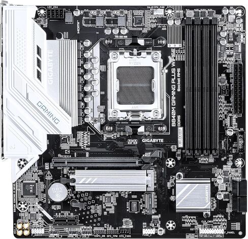 GIGABYTE B840M GAMING PLUS WIFI6E AMD AM5 mATX Motherboard, Support Ryzen 9000/8000/7000 Series, 8+2+2 Power Phase, DDR5, 2x M.2, PCIe 4.0, USB-C 3.2 Gen 1, WiFi 6E, GbE LAN, EZ-Latch, 3-Year Warranty in Saudi Arabia