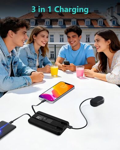 Miady [UL Listed] 2-Pack Portable Charger, 10000mAh Slim Power Bank Built-in 2 Cables Lightweight Travel Battery Pack 3 Outputs 2 Inputs Compatible with iPhone 17/16/15/14/13 Galaxy S24/S22 iPad etc in Saudi Arabia