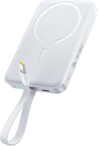 بنك الطاقة Baseus Magsafe، شاحن محمول مغناطيسي بقدرة 10,000 مللي أمبير في الساعة بقدرة 30 وات، حزمة بطارية لاسلكية للشحن السريع مع كابل USB-C مضفر مدمج لهاتف iPhone 17 Pro Max/Air/16/15/14/13، AirPods، iPad والمزيد in Kuwait