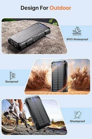 jskei Power Bank 49800mAh Solar Portable Charger Wireless Charging USB-C 15W Fast Charging with 4 Built-in Cables LED Flashlight Battery Pack Compatible with iPhone, iPad, Perfect for Camping,Hiking in Saudi Arabia