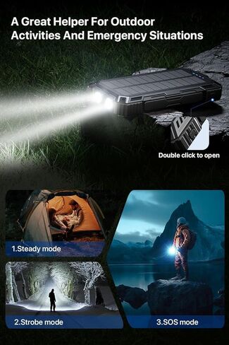 jskei Power Bank 49800mAh Solar Portable Charger Wireless Charging USB-C 15W Fast Charging with 4 Built-in Cables LED Flashlight Battery Pack Compatible with iPhone, iPad, Perfect for Camping,Hiking in Saudi Arabia
