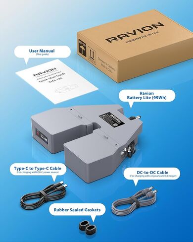 RAVION® Battery Lite for Starlink Mini, Clip-On Design, Outdoor Use, 99 Wh Capacity, IP65 Waterproof, USB-C 60W Fast Charging, 4-6 Hours Runtime in Saudi Arabia