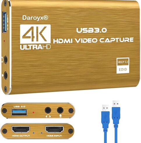 USB 3.0 Video Capture Card – 4K Ultra HD 60Hz, HDMI Game Streaming & Recording, Gaming Audio Adapter Set, Ideal for Live Broadcasting, Media Streaming, and Conferencing in Saudi Arabia
