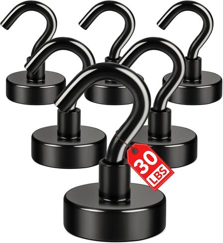 BAVITE Magnetic Hooks,25lb Rare Earth Magnet Hook,New Upgraded for Home, Kitchen, Workplace, Office and Garage - 12 Pack in Kuwait