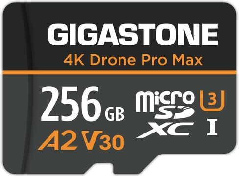 【استعادة البيانات لمدة 5 سنوات】【مصممة للطائرات بدون طيار】 بطاقة GIGASTONE 256 جيجابايت Micro SD، 4K Drone Pro Max، A2 V30 لـ DJI Drone، تسجيل فيديو 4K UHD، R/W حتى 100/60 ميجابايت/ثانية، UHS-I U3 C10 Class 10 مع محول in Saudi Arabia