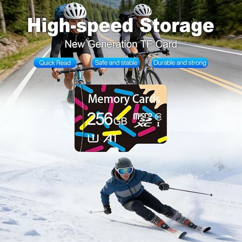 256GB Class 10 MicroSDHC Flash Memory Card with Adapter for Mobile Device Storage Phone, Tablet, Drone & Full HD Video Recording - C10, U1 in Saudi Arabia