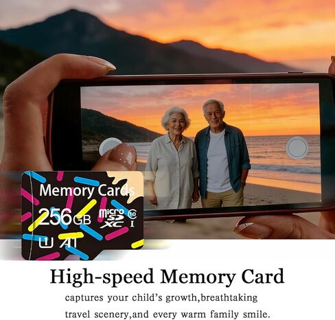 256GB Class 10 MicroSDHC Flash Memory Card with Adapter for Mobile Device Storage Phone, Tablet, Drone & Full HD Video Recording - C10, U1 in Saudi Arabia