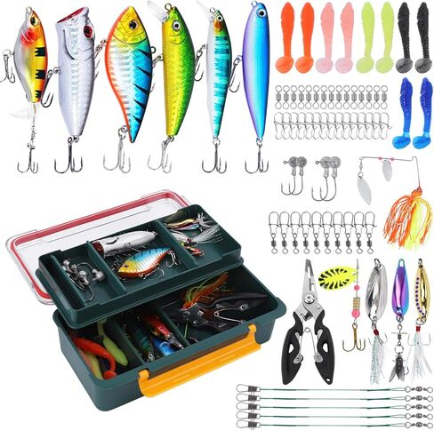 Fishing Tackle Box with Fishing Lures,72Pcs Fishing Lures Kit-Pliers,Topwater Lures,Hooks,Spinnerbaits,Saltwater & Freshwater Fishing Gear and Equipment,Fishing Gifts for Men in Saudi Arabia