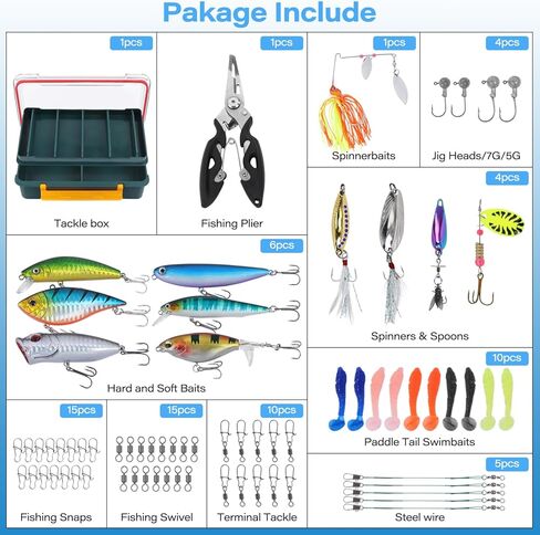 Fishing Tackle Box with Fishing Lures,72Pcs Fishing Lures Kit-Pliers,Topwater Lures,Hooks,Spinnerbaits,Saltwater & Freshwater Fishing Gear and Equipment,Fishing Gifts for Men in Saudi Arabia