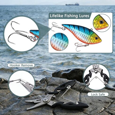 Fishing Tackle Box with Fishing Lures,72Pcs Fishing Lures Kit-Pliers,Topwater Lures,Hooks,Spinnerbaits,Saltwater & Freshwater Fishing Gear and Equipment,Fishing Gifts for Men in Saudi Arabia