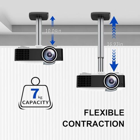 Jomard Projector Ceiling Mount, Heavy Duty Aluminum, Adjustable Height 10.05"-16.94", 360° Swivel 15° Tilt, Holds 15 Lbs, Gray in Saudi Arabia