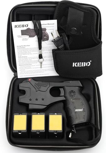 KEBO Heavy Duty Stun Gun with LED Flashlight, 15 Foot Range, 1.80 µC Painful, Rechargeable Self Defence Stun Gun for Man and for Woman, LED Flashlight, Safety Switch in Kuwait