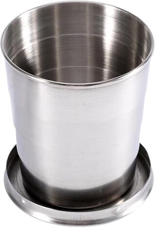 Foldable Stainless Steel Travel Cup, Telescopic Camping Keychain Cup, Buckle for Easy Carry, Outdoor Activities (L) in Saudi Arabia