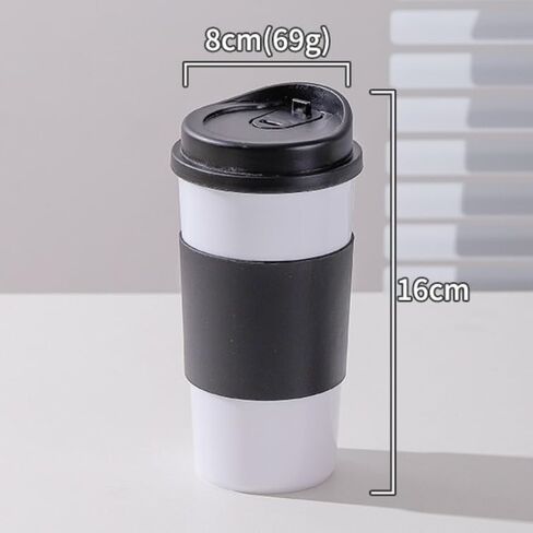 12.5oz Lightweight Travel Coffee Cup - PP Plastic, Leakproof Lid, Portable for Outdoor Hiking & Commuting White in Saudi Arabia
