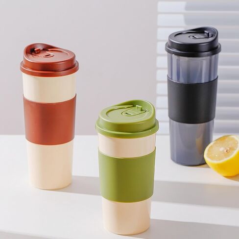 12.5oz Lightweight Travel Coffee Cup - PP Plastic, Leakproof Lid, Portable for Outdoor Hiking & Commuting White in Saudi Arabia