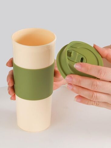 12.5oz Lightweight Travel Coffee Cup - PP Plastic, Leakproof Lid, Portable for Outdoor Hiking & Commuting White in Saudi Arabia