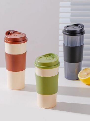 12.5oz Lightweight Travel Coffee Cup - PP Plastic, Leakproof Lid, Portable for Outdoor Hiking & Commuting White in Saudi Arabia
