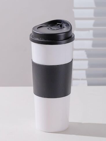 12.5oz Lightweight Travel Coffee Cup - PP Plastic, Leakproof Lid, Portable for Outdoor Hiking & Commuting White in Saudi Arabia