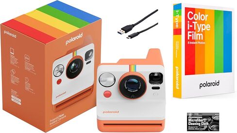 Polaroid Now Generation 3 i-Type Instant Camera (Coral) with 8 i-Type Color Film Starter Bundle + Charging Cable and Cleaning Cloth in Saudi Arabia