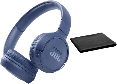 سماعات JBL Tune 510BT اللاسلكية على الأذن، صوت جهير نقي، بلوتوث 5.0، بطارية 40 ساعة، اتصال متعدد النقاط، مكالمات بدون استخدام اليدين، تصميم خفيف الوزن وقابل للطي، يتضمن قطعة قماش للتنظيف in Saudi Arabia