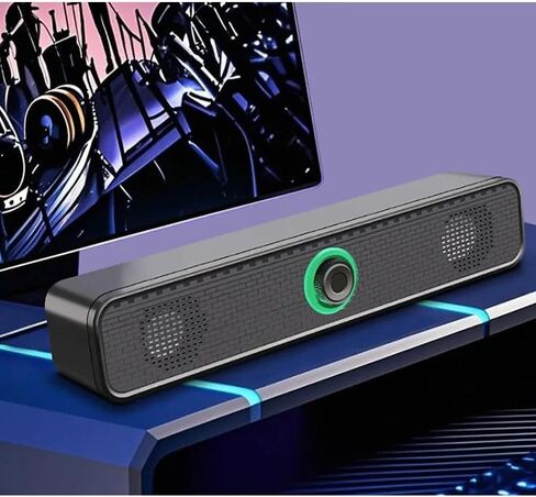 USB Powered Wired Desktop Speakers, Dual Driver Stereo Sound, 3.5mm Jack Compatible with PC, Laptop, Tablet, Smartphone Compact Audio for Work & Entertainment in Saudi Arabia
