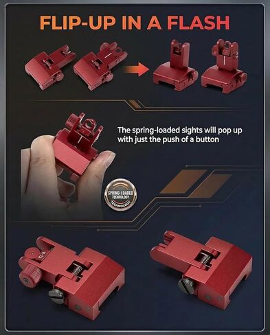 Gotical Flip Open Front and Rear Polyphenylene (PPS) Sight Set for Picatinny Rail Polyphenylene (PPS) Material in Red in Saudi Arabia