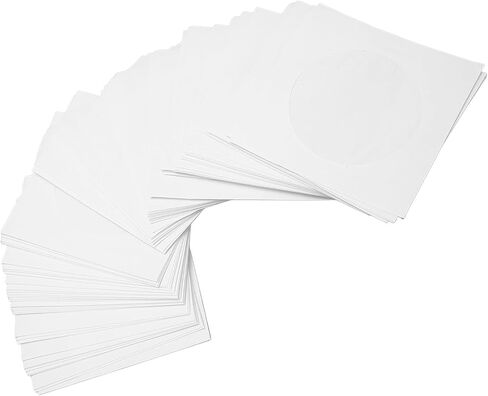 100 Pack CD DVD Sleeves, Paper Clear Window Sleeves, Thick Reusable Dust Proof for 8cm Miniature Disc in Saudi Arabia