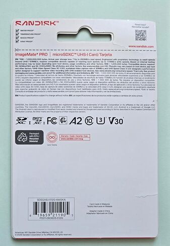 بطاقة SanDisk ImageMate® PRO microSDXC™ UHS-I، سعة 512 جيجابايت، مع محول، سرعة قراءة تصل إلى 250 ميجابايت/ثانية، التقاط فيديو بدقة 4K، A2 V30 in Saudi Arabia