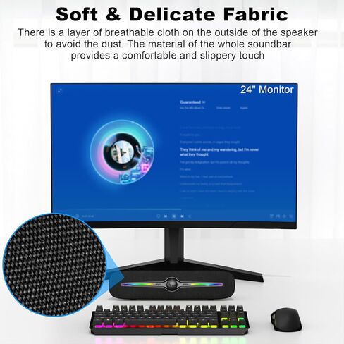 سماعات كمبيوتر SOULION لسطح المكتب، مكبر صوت بلوتوث يعمل بمنفذ USB مع ضوء LED، مكبر صوت Aux 3.5 مم مع زر تحكم في مستوى الصوت دوار لشاشة الكمبيوتر المحمول وألعاب الموسيقى المكتبية، رمادي in Kuwait
