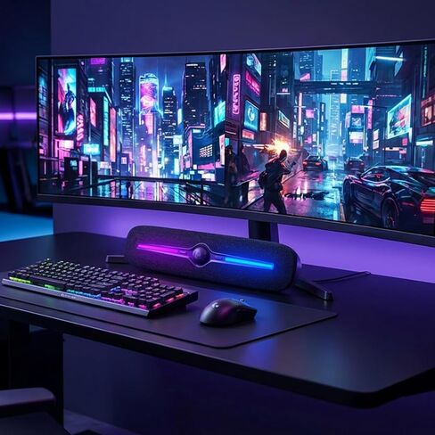 سماعات كمبيوتر SOULION لسطح المكتب، مكبر صوت بلوتوث يعمل بمنفذ USB مع ضوء LED، مكبر صوت Aux 3.5 مم مع زر تحكم في مستوى الصوت دوار لشاشة الكمبيوتر المحمول وألعاب الموسيقى المكتبية، رمادي in Kuwait