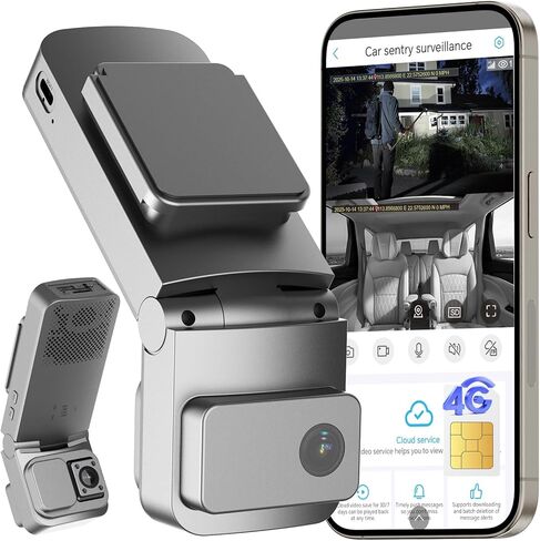 4G LTE Dash Cam with Live Streaming, Car Vandalism Surveillance Security Camera with Dual 155° Front & 180° Inside Camera, GPS Tracking, Radar Detect, G-Sensor, OBD II, 24/7 Parking Monitor in Saudi Arabia