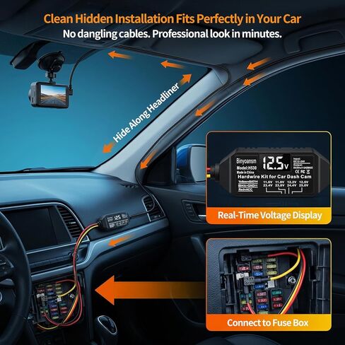 Dash Cam Hardwire Kit USB C with LED Voltage Display,4-Level Adjustable Low Voltage Protection (11.6V-12.5V),3-Lead Acc Power Cable for 24/7 Parking Mode,12V-24V to 5V/3A Adapter for Dash Camera,GPS in Saudi Arabia
