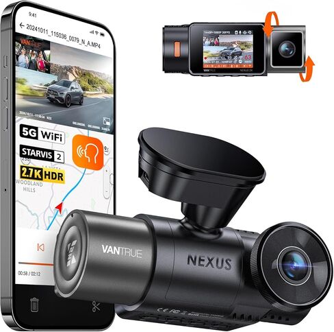 Vantrue N2X 2.7K Dash Cam Front and Inside, 5G WiFi Dual Dash Camera for Car with HDR IR Night Vision, STARVIS 2, GPS, 2.5K/60FPS, G-Sensor, 24/7 Parking Mode, Voice Control (Renewed) in Saudi Arabia