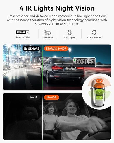 Vantrue N2X 2.7K Dash Cam Front and Inside, 5G WiFi Dual Dash Camera for Car with HDR IR Night Vision, STARVIS 2, GPS, 2.5K/60FPS, G-Sensor, 24/7 Parking Mode, Voice Control (Renewed) in Saudi Arabia