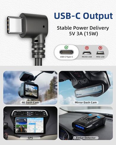 طقم أسلاك صلبة لكاميرا Dash Cam USB C - كابل طاقة Acc مع وضع انتظار 24 ساعة وحماية من الجهد المنخفض، متوافق مع Redtiger وWolfbox وVanture وViofo وRove وTERUNSOUL ومعظم كاميرات Dash، 4 مجموعات صنبور الصمامات in Kuwait