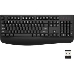 لوحة مفاتيح EDJO اللاسلكية، توصيل وتشغيل USB، متوافق مع Windows وMac (أسود) in Kuwait