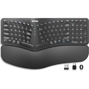 Arteck Ergonomic Keyboard with Cushioned Wrist Palm Rest, Multi-Device Wireless Bluetooth with USB-A USB-C Receiver Comfortable Ergonomic Split Keyboard, for Windows Computer Laptop PC Tablet in Saudi Arabia