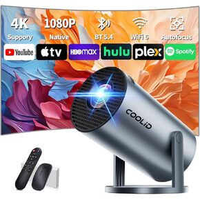 [Built-in Apps & 2026 Upgraded] Mini Projector Support 4K 1080P Auto Keystone 180° Rotatable with WiFi 6 and Bluetooth 5.4, Projector Portable Compatibile with HDMI/TV Stick/Memory Stick/Laptop-Black in Saudi Arabia