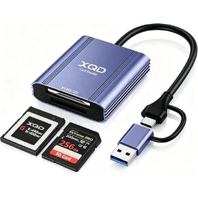 قارئ بطاقات XQD - محول بطاقة ذاكرة XQD/SD من الألومنيوم 2 في 1 لهاتف iPhone 17/16/15 Windows Mac OS Android، 5Gpbs USB 3.0 قارئ XQD يدعم سلسلة Sony G/M، Lexar 2933x/1400x USB Mark XQD Card in Kuwait