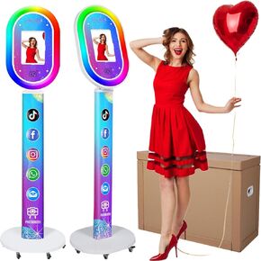 RDYMONKEY Photo Booth for Any Ipad iPad Stand Shell with Free Custom Logo Remote Control RGB Beauty Ring Lights Portable Photobooth Machine and Honeycomb Box for Parties Wedding Events Rental in Kuwait